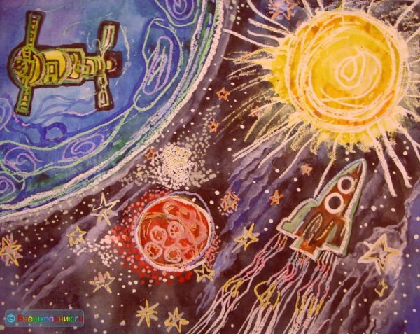 Восковые мелки и акварель