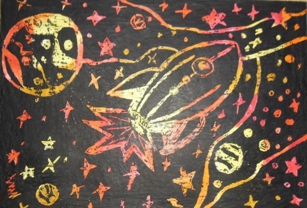 Граттаж техника восковые мелки