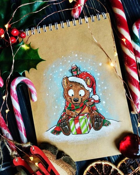Новогодние рисунки красками