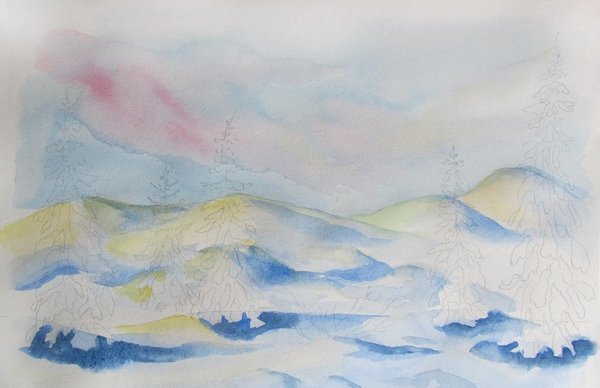 Сугробы гуашью