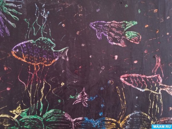 Техника граттаж подводный мир