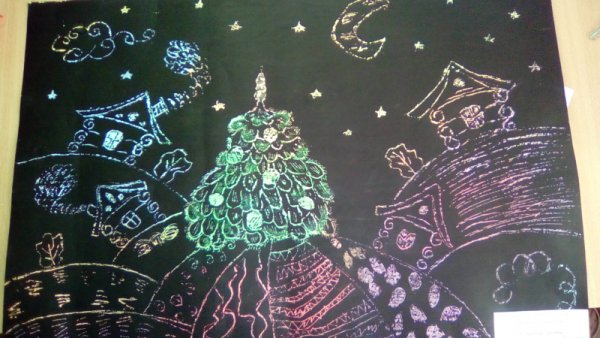 Техника граттаж зима