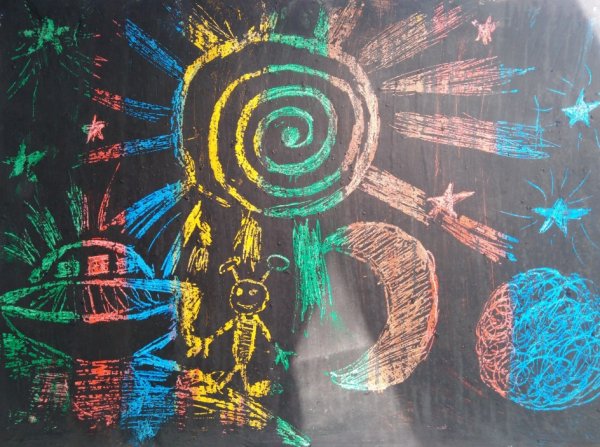 Техника граттаж мелками