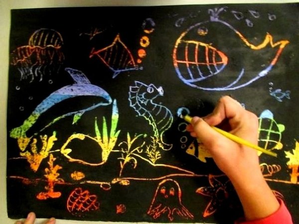 Граттаж восковые мелки