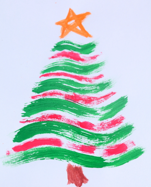 Новогодняя елка гуашью