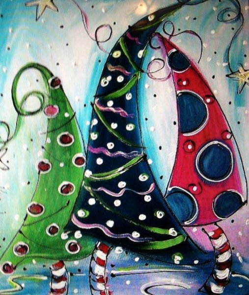 Новогодняя елка акварель