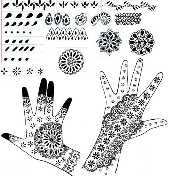 Мехенди на руке эскизы для начинающих пошагово узоры