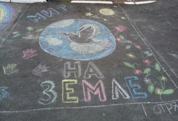 Рисунки на асфальте миру мир