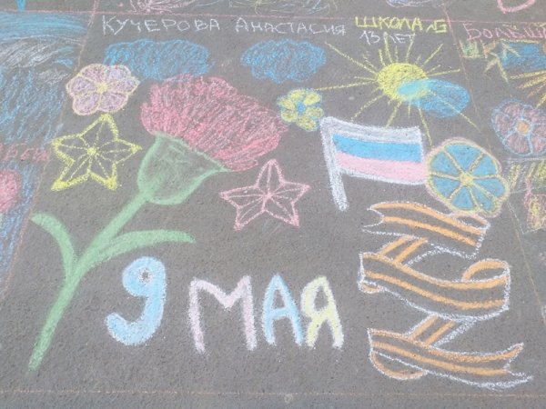 Рисунки на асфальте на тему войны