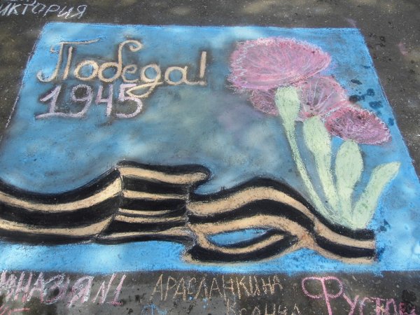 Рисунки на асфальте ко Дню Победы