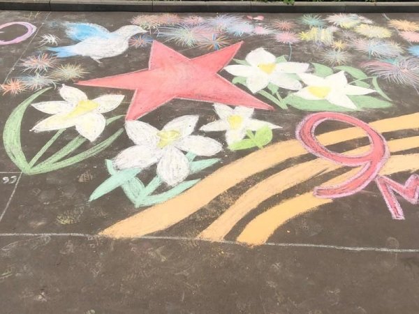 Конкурс рисунков на асфальте ко Дню Победы