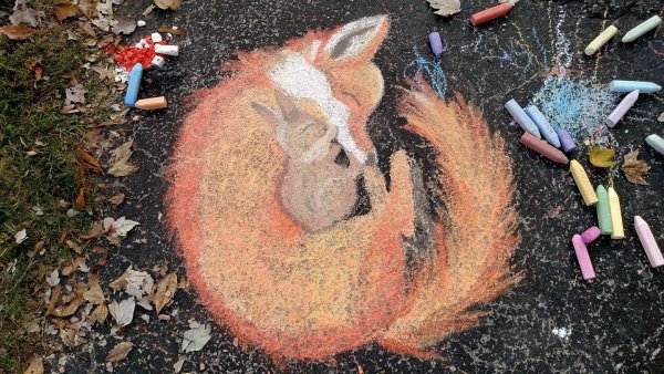 Дети рисуют мелками