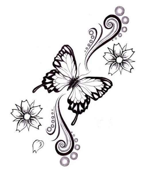 Бабочка тату эскиз