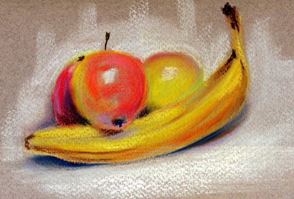 Фрукты масляной пастелью