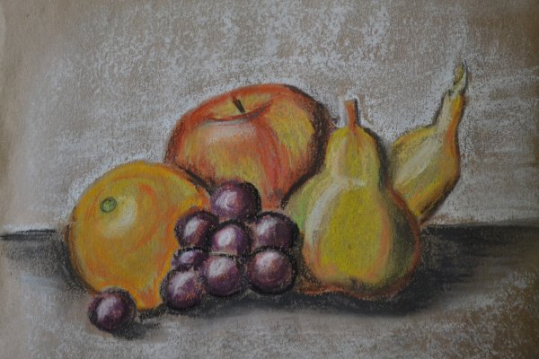 Натюрморт с фруктами пастелью