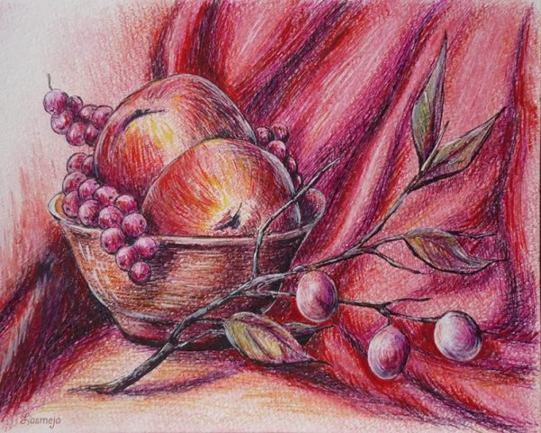 Натюрморт акварельными карандашами