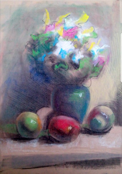 Натюрморт масляной пастелью