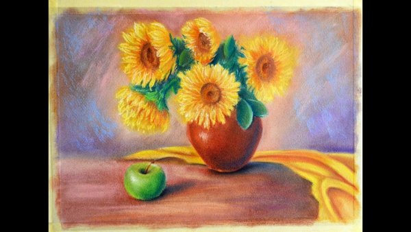 Рисование воском и акварелью