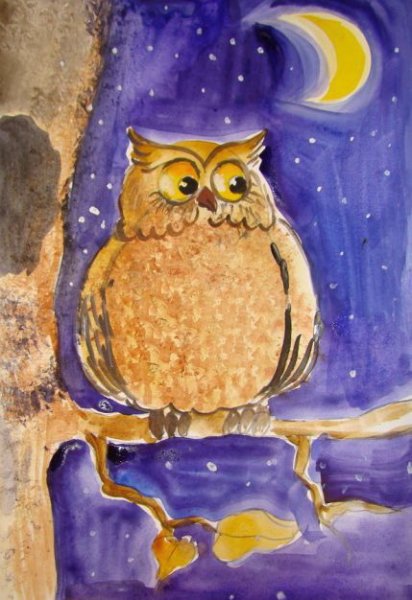 Сова для рисования детям