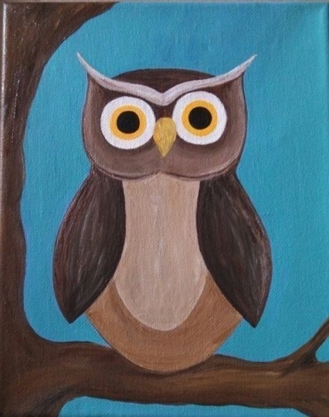 Рисование для детей Сова красками