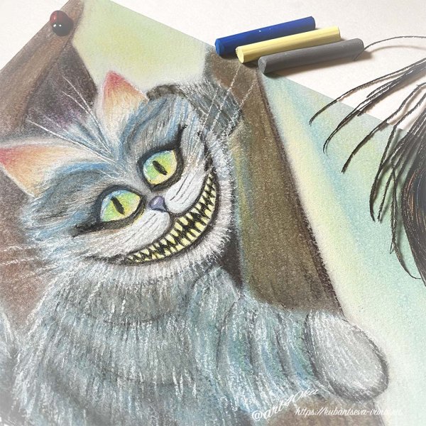 Чеширский кот пастелью