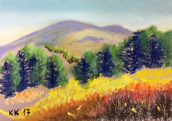 Лес пастелью сухой