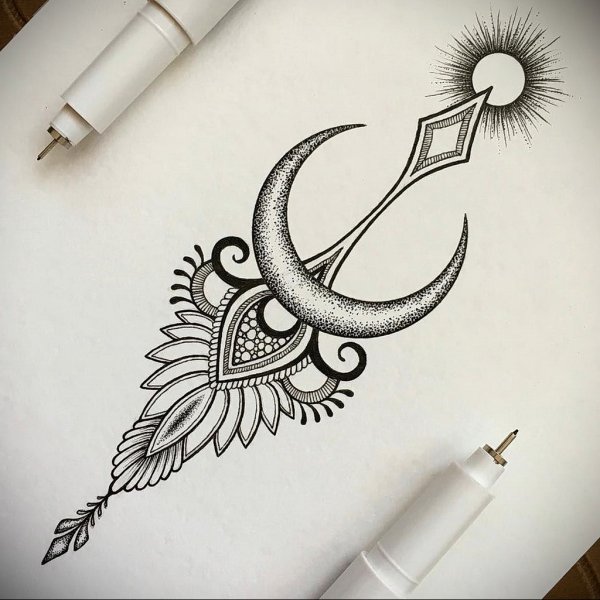 Лунница тату эскиз