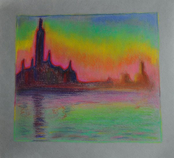 Рисование масляной пастелью и акварелью