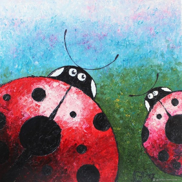 Божья коровка гуашью для детей