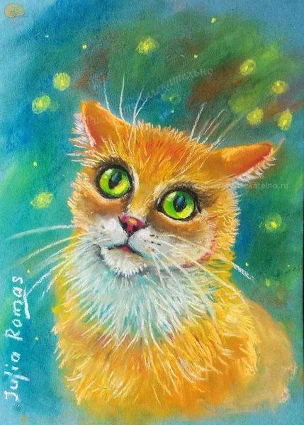 Котик гуашью