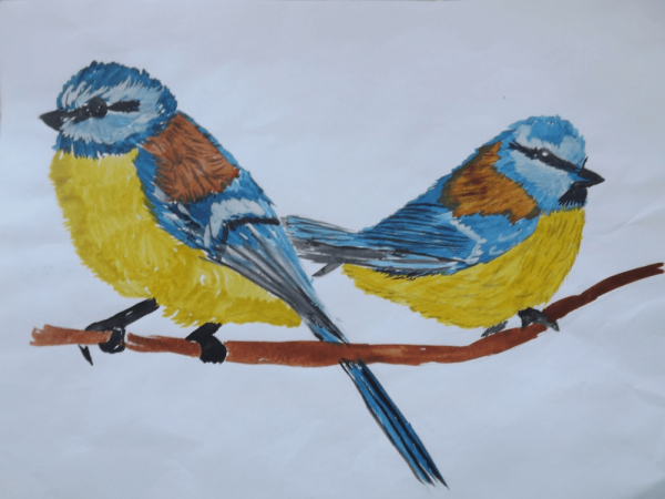 Рисование с детьми синичка