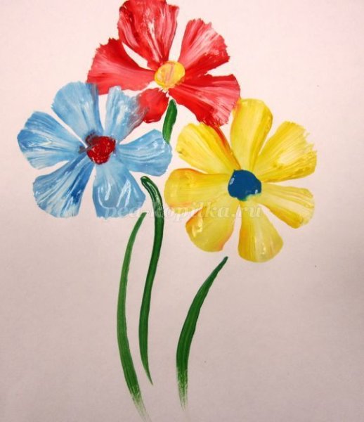 Цветы красками для детей