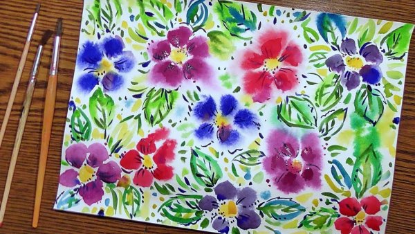 Рисование панно красивые цветы