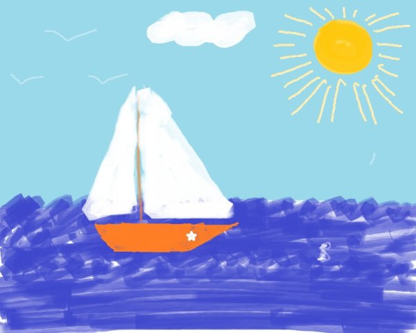 Морской пейзаж гуашью для детей