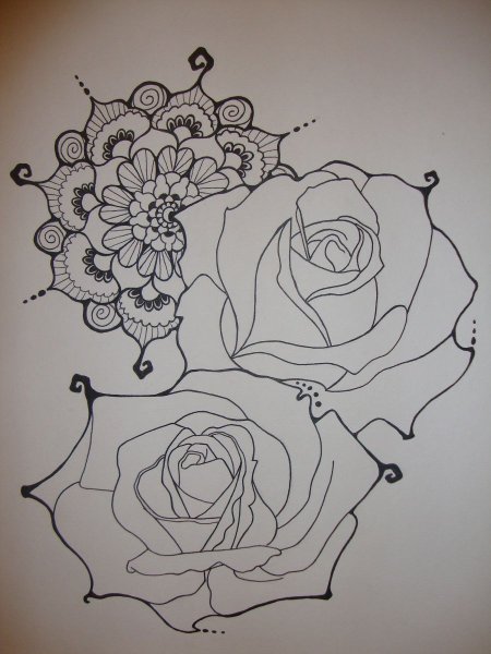 Розы хной эскиз