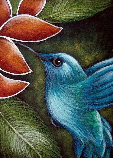 Птицы масляными мелками