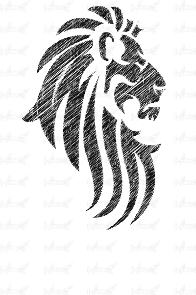 Тату Лев в стиле трайбл