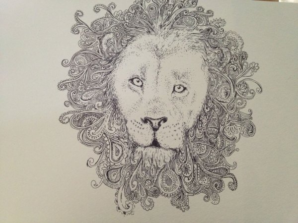 Лев мехенди эскиз