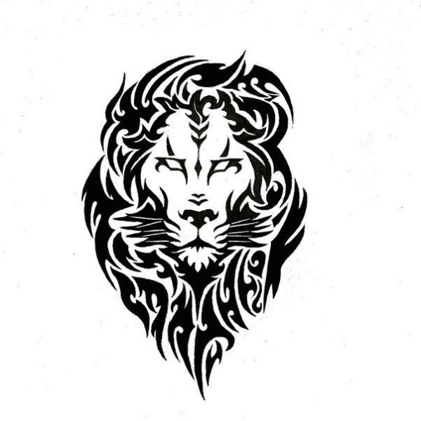 Тату Лев для мужчин черно белая