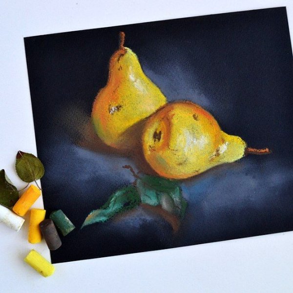 Фрукты масляной пастелью