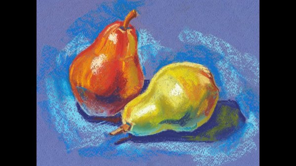 Рисование фруктов пастелью