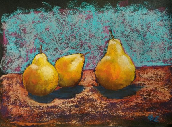 Груша масляной пастелью
