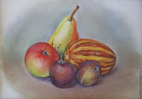 Натюрморт с фруктами карандашом