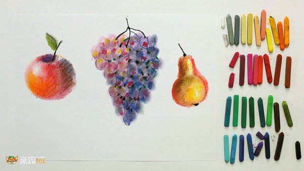 Фрукты пастелью для начинающих