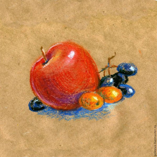 Фрукты масляной пастелью