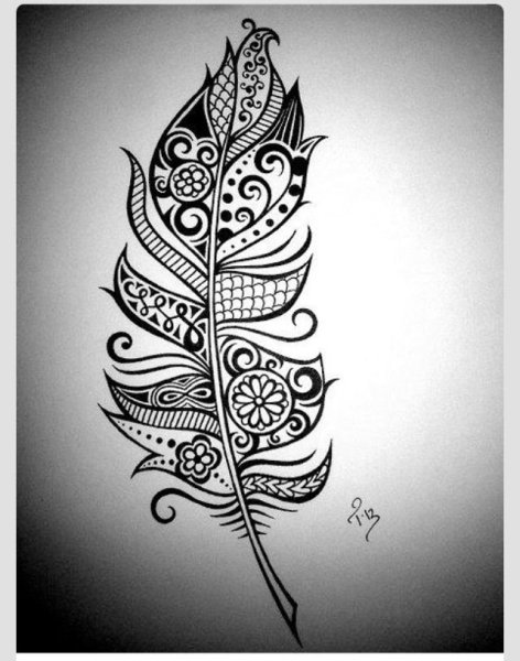 Мехенди перо эскиз