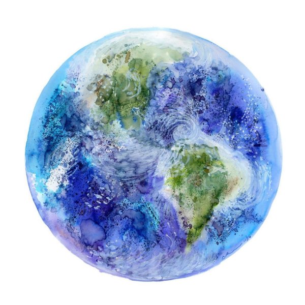 Планета земля акварелью