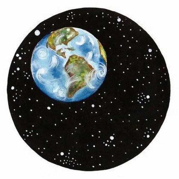 Планета земля акварелью