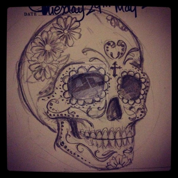 Тату хной череп