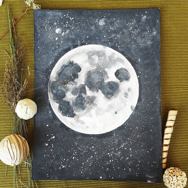 Луна красками